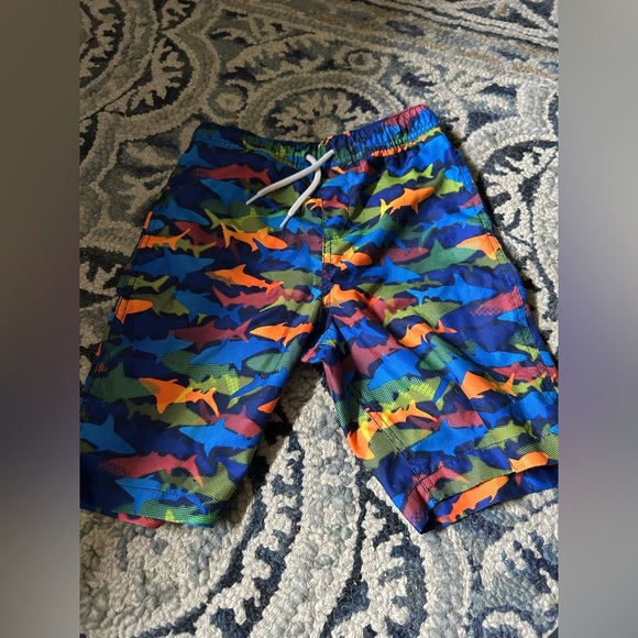 Lands' End Shark Pattern Swim Shorts - Picture 1 of 3